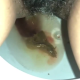 From under the toilet, a very cute girl takes a longer shit with hanging logs and a look at the product in the bowl. Filmed from a between the legs perspective. Vertical format video. About 2.5 minutes.